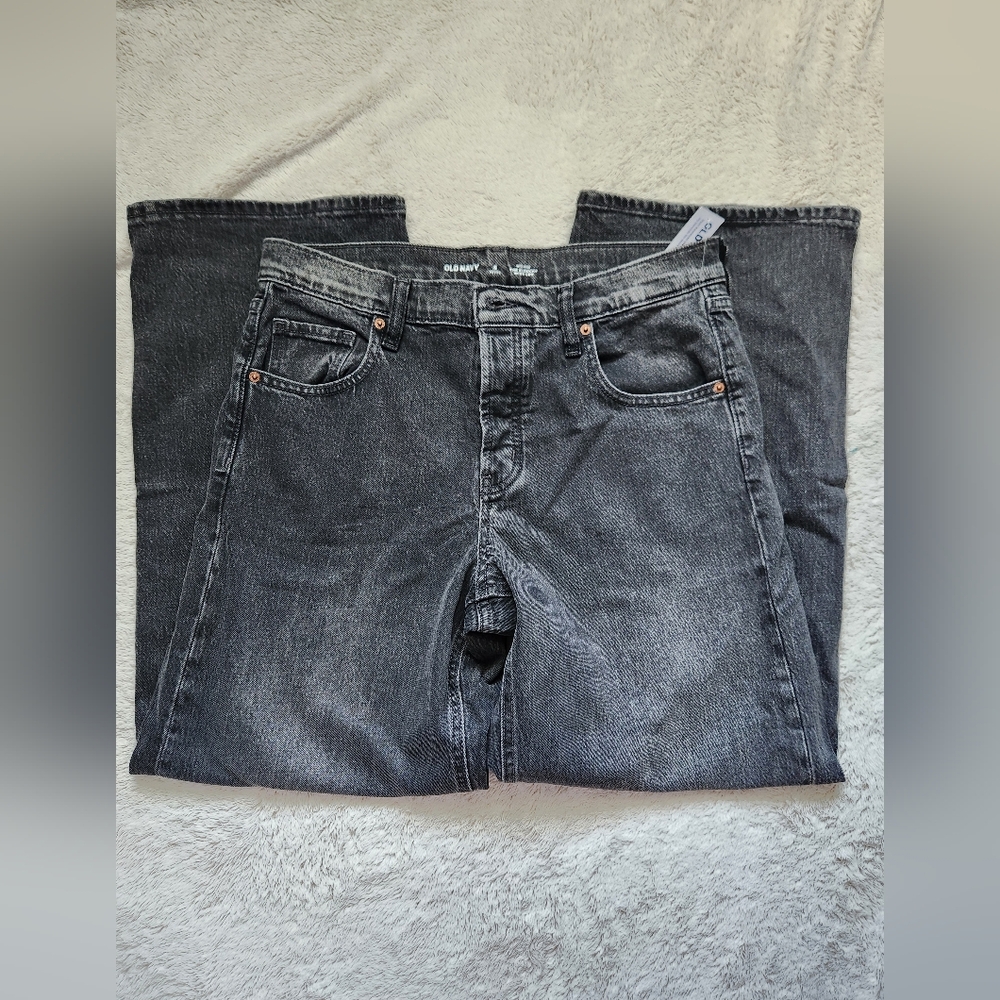 Old Navy Dark Gray Black Slouchy Baggy‎ Jeans Size 6 P